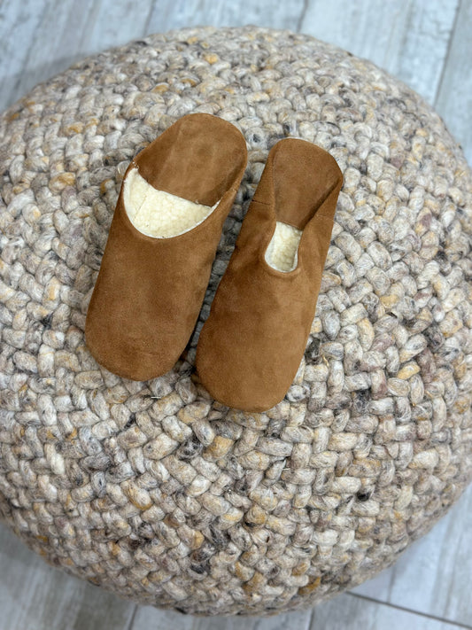 Babouches Fourrées Daim - Adultes
