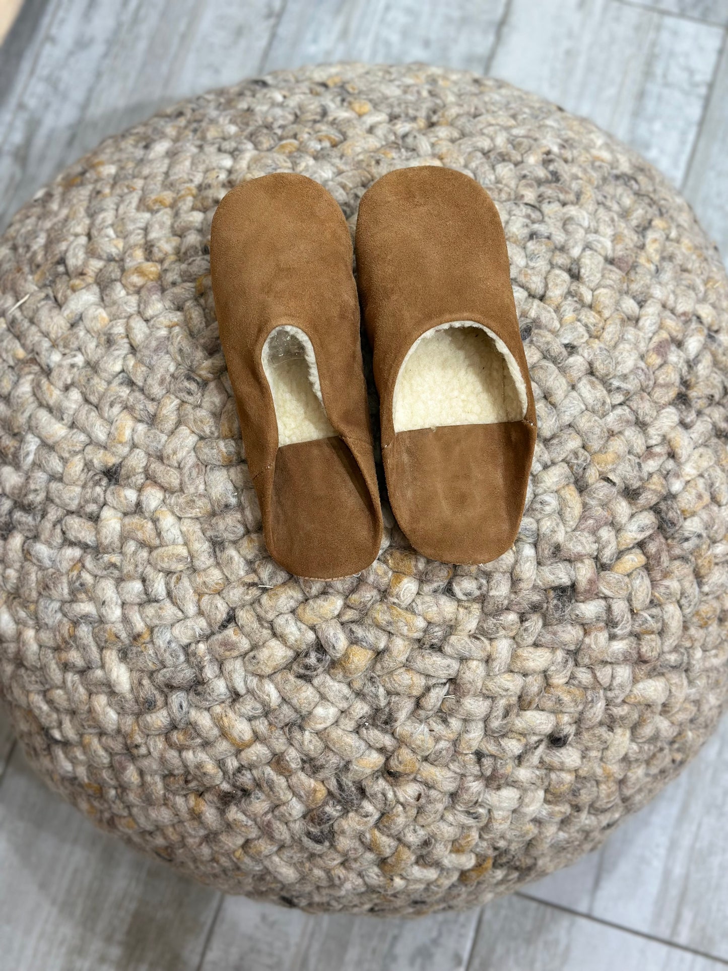 Babouches Fourrées Daim - Adultes